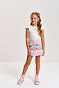 Conjunto Infantil com Blusa em Cotton Bordada e Short-Saia em Molecotton – Look Menina Verão NATURAL/RS IOGURTE