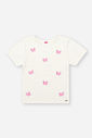 Blusa Infantil com Borboletas Bordadas – Camiseta Menina em Cotton Verão NATURAL/RS IOGURTE