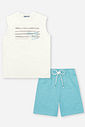 Conjunto Infantil Menino Regata Sun e Bermuda em Moletom Azul