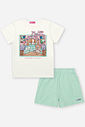 Pijama Infantil com Blusa e Shorts em Malha Botonê – Pijama Menina Verão de Bobbies Goods NATURAL/VD BRISA