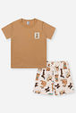 Conjunto Infantil Divertto Casual Divertido com Camiseta em Meia Malha e Bermuda Estampada MR BELGA/OFF WHITE