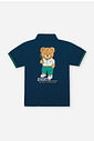Camisa Polo Infantil Urso Tenista em Meia Malha Branca
