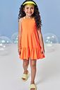 Saída de Praia Infantil em Malha UV Neon – Vestido Praia Menina Verão Neon LARANJA NEON FORTE