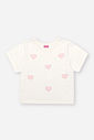 Conjunto Infantil Neon Love com Blusa Boxy e Shorts Saia em Malha Mescla Eco – Look Menina Verão com NATURAL/ROSA NEON