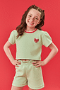 Conjunto Infantil Menina Blusa; Short E Mochila Strawberry Verde E Rosa Cinti