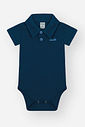 Body Polo Bebê Esportivo Clássico em Moletinho Waffle AZUL MARINHO
