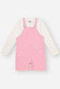 Conjunto Infantil Menina Blusa + Jardineira Sarja Rosa CTV