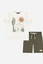 Conjunto Menino Camiseta Deserto e Bermuda Musgo