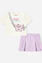 Conjunto Bebê Blusa Borboleta e Short-Saia Lilás com Strass