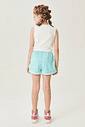 Conjunto Blusa E Short Com Recorte Natural E Azul Abrange