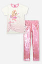 Conjunto Infantil Menina Princesa Cheerleader com Legging Metalizada NATURAL/RS IOGURTE