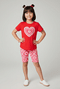 Conjunto Infantil Menina Coração Vermelho Abrange