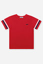 Conjunto Infantil Camiseta Listrada e Bermuda de Moletom Marinho
