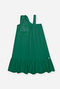 Vestido Infantil em Moletinho Waffle – Vestido Menina Verão de Um Ombro Só com Strass VERDE MOMENTO
