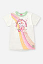 Conjunto Infantil Blusa Arco-Íris e Legging Gatinho Verde