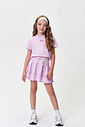 Conjunto Infantil Menina Blusa Boxy e Saia-Short com Babados Lilás