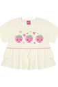 Conjunto Infantil Menina Blusa E Short Strawberry Natural E Rosa Cinti