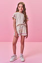 Conjunto Infantil Menina Blusa Boxy e Short Estampa Conchas com Strass