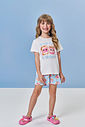 Pijama Infantil com Blusa e Shorts em Malha Suede – Pijama Menina Verão Estampa Breakfast Buddies NATURAL/AZ PORCELANA