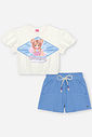 Conjunto Infantil Cheerleader com Shorts em Moletinho Waffle – Conjunto Menina Cinti NATURAL/AZ PROVENCE