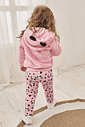Conjunto Body  Legging E Jaqueta Em Pelo Natural E Rosa Abrange