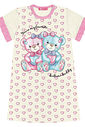 Pijama Infantil Menina Camisola Ursinho Off White E Rosa Cinti