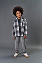 Camisa Over Infantil Menino Xadrez Chumbo CTV