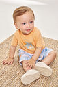 Conjunto Infantil Divertto Casual com Camiseta em Malha Flamê e Bermuda Estampada em Nylon LJ PASTEL/OFF WHITE