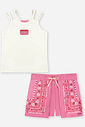 Conjunto Infantil Menina Regata com Recorte e Short Estampa Bandana