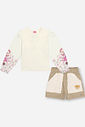 Conjunto Infantil Menina Floral Ursinha Bege Mundo Cinti