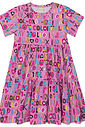 Vestido Infantil Estampado Letrinhas Rosa Vestido Infantil Estampado Letrinhas Rosa
