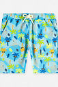 Bermuda Menino em Nylon com Elastano Palmas Laranja Neon