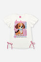 Conjunto Infantil com Blusa e Ciclista em Suplex – Look Menina Verão com Cachorrinho NATURAL/RS CONFETE