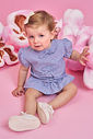 Conjunto Bebê Menina Bata com Laços e Shorts em Tricoline – Look Delicado Cinti Baby AZUL DENIM