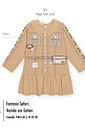 Vestido Infantil Bege Safari com Detalhes Criativos – Vestido Menina Fofo Mundo Cinti