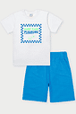 CONJ CAMISETA E BERMUDA BRANCO/AZ VIBRANTE