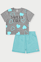 Conjunto Infantil Menina Corações Sweet Girl Azul Abrange
