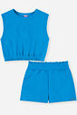 Conjunto Infantil Menina Cropped Recorte Coração e Short com Strass