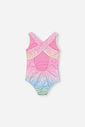 Maiô Infantil em Malha Foil Degradê e Malha UV – Moda Praia Menina Verão com Brilho ROSA IOGURTE
