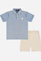 Conjunto Menino Camisa Quadriculada e Bermuda Marinho