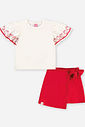 Conjunto Infantil Menina Blusa Morangos e Short-Saia com Glitter
