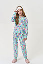 Conjunto Infantil Menina Pijama Sorvetes com Máscara de Dormir