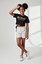 CONJ BLUSA E SHORTS PRETO/MESCLA MEDIO