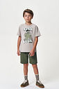 Conjunto Menino Camiseta Cacto e Bermuda Musgo