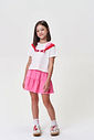 Conjunto Infantil Menina Blusa Boxy Óculos e Saia-Short com Bandana