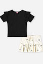 Conjunto Infantil Jardim de Luz com Blusa Strass e Short Floral