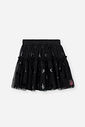 Conjunto Infantil com Blusa em Cotton de Unicórnio e Saia Shorts em Tule de Estrelas – Look Menina V PRETO
