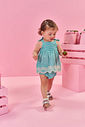 Conjunto Bebê Bata e Short Xadrez Menta