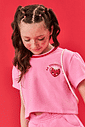 Conjunto Infantil Menina Blusa; Short E Mochila Strawberry Rosa E Vermelho Cinti