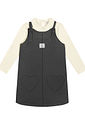 CONJ BLUSA ML E SALOPETE NATURAL/PRETO